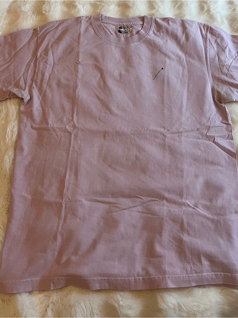 Nick fouguet Men's Lilac Crewneck T-Shirt Casual Short Sleeve embroidered match